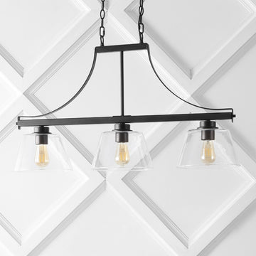 Jayden 36" Industrial Farmhouse Iron/Glass Linear LED Pendant - JONATHAN Y